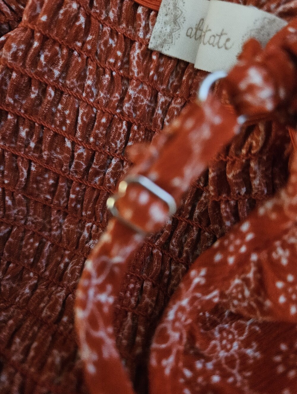 Altar'd State Rust Red Boho Ruffle Tiered Midi Dress Size S - Picture 5 of 6